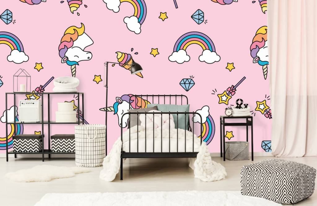 Caballos - Papel pintado con Unicornio de colores - Habitación de los niños 2