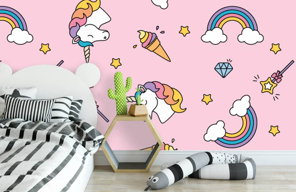 Caballos - Papel pintado con Unicornio de colores - Habitación de los niños 3