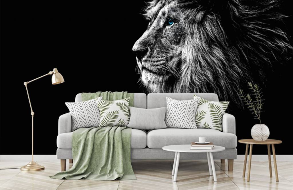 Animales de safari - Papel pintado con León de ojos azules - Habitación de adolescentes 7