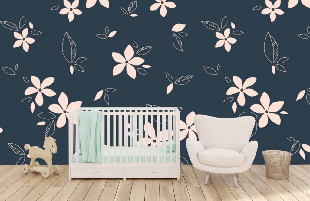 Patrones - Papel pintado con Motivo floral rosa - Habitación del bebé 5