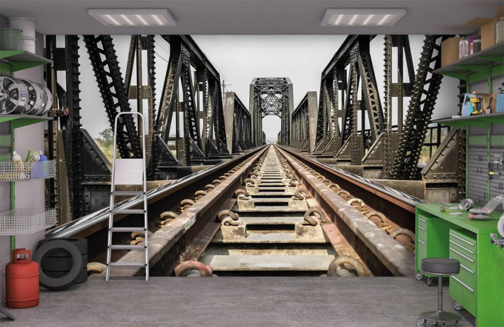 Elementos - Papel pintado con Puente metálico del ferrocarril - Garage 1