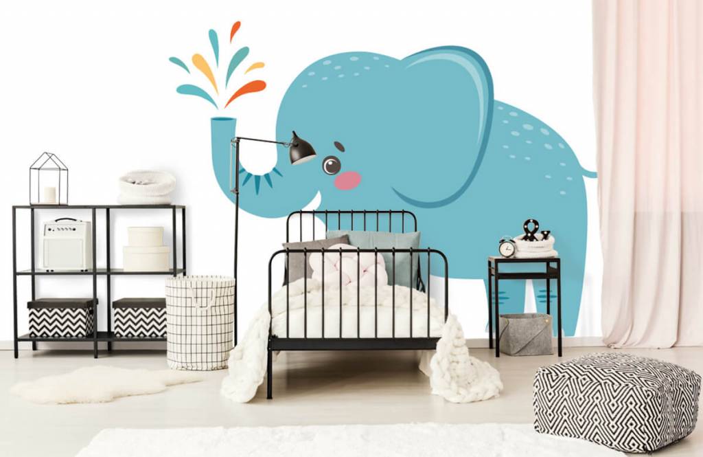 Elefantes - Papel pintado con Alegre elefante - Habitación del bebé 1