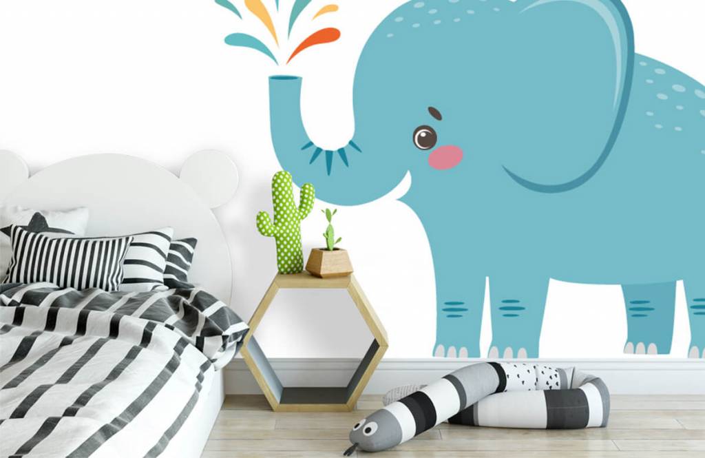 Elefantes - Papel pintado con Alegre elefante - Habitación del bebé 2