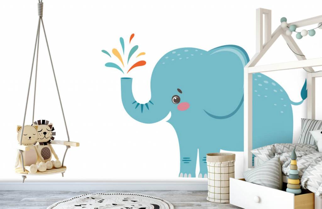 Elefantes - Papel pintado con Alegre elefante - Habitación del bebé 3