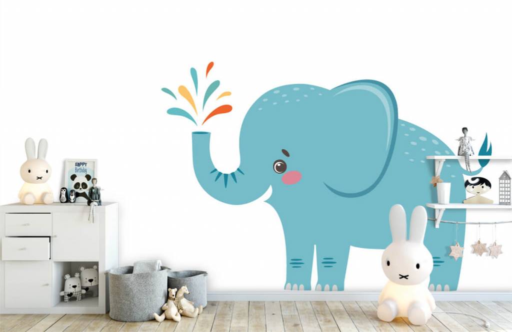 Elefantes - Papel pintado con Alegre elefante - Habitación del bebé 4