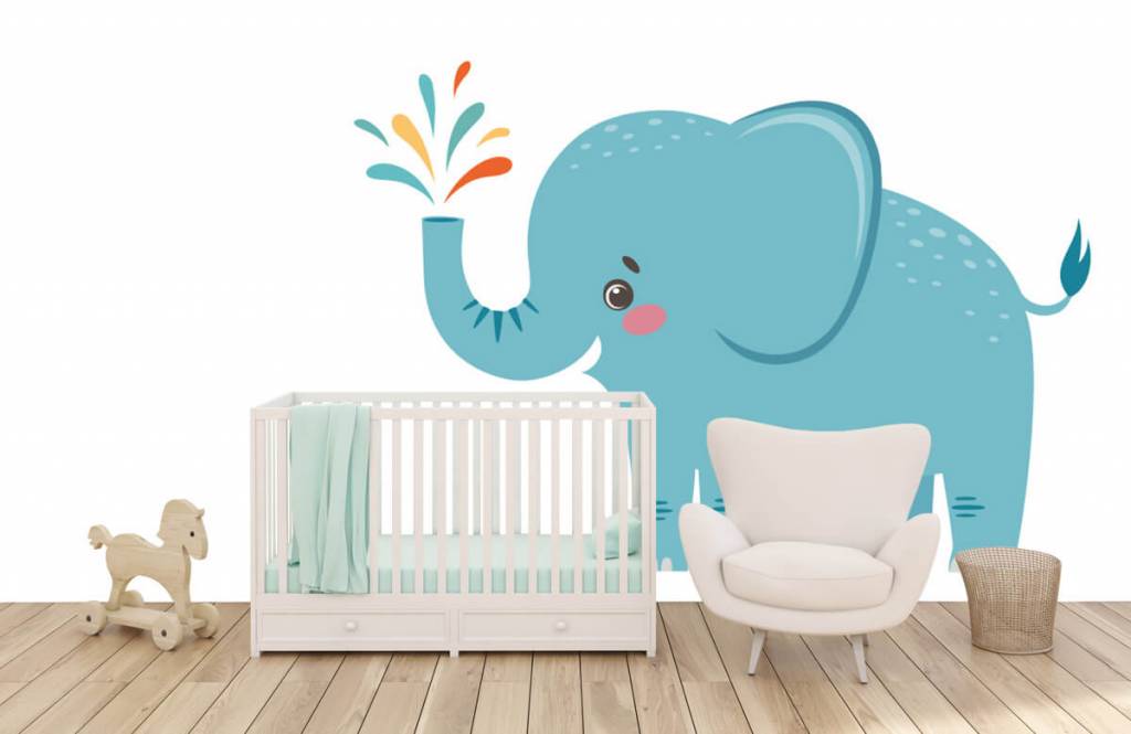 Elefantes - Papel pintado con Alegre elefante - Habitación del bebé 5