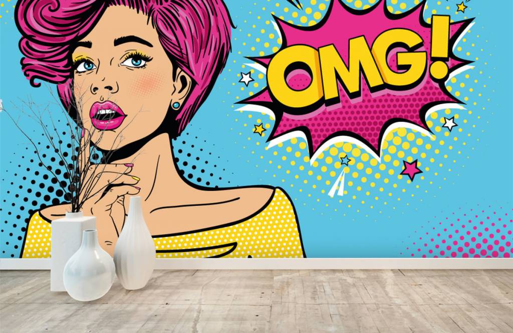 Moderno - Papel pintado con Mujer en estilo pop art - Habitación de adolescentes 1