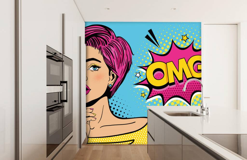 Moderno - Papel pintado con Mujer en estilo pop art - Habitación de adolescentes 4