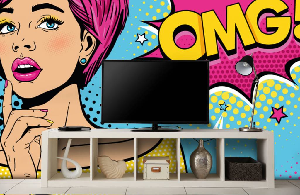Moderno - Papel pintado con Mujer en estilo pop art - Habitación de adolescentes 5