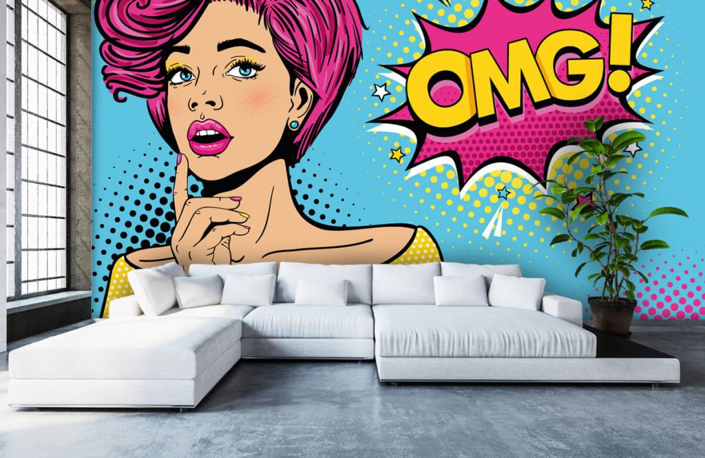 Moderno - Papel pintado con Mujer en estilo pop art - Habitación de adolescentes 6