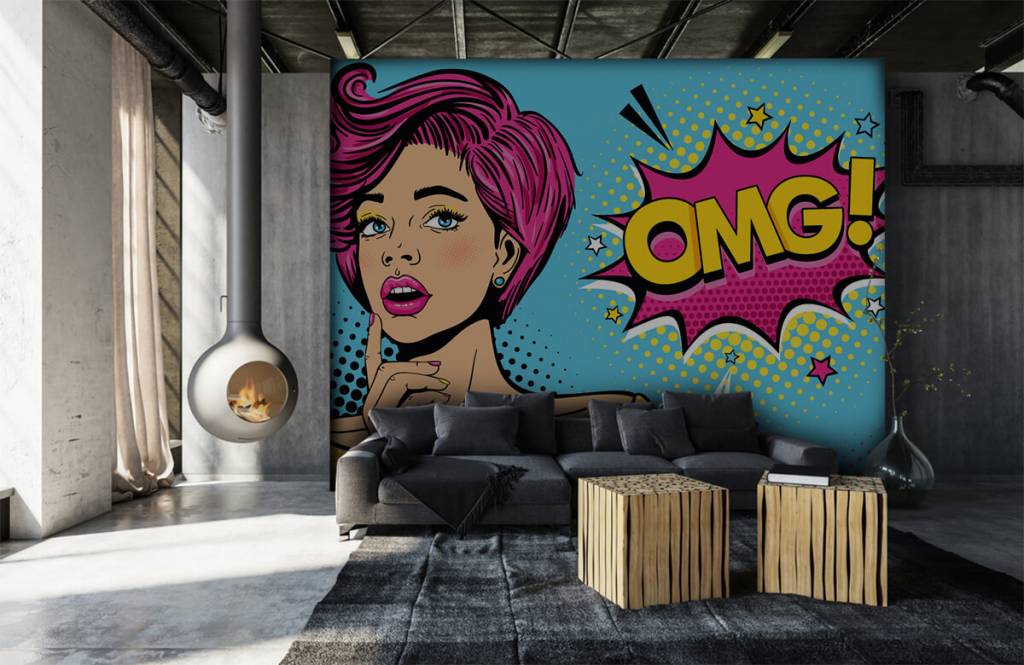 Moderno - Papel pintado con Mujer en estilo pop art - Habitación de adolescentes 7