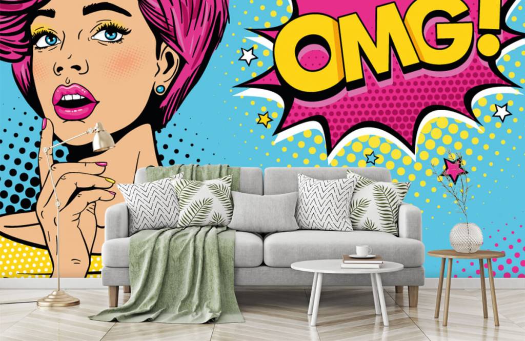 Moderno - Papel pintado con Mujer en estilo pop art - Habitación de adolescentes 8