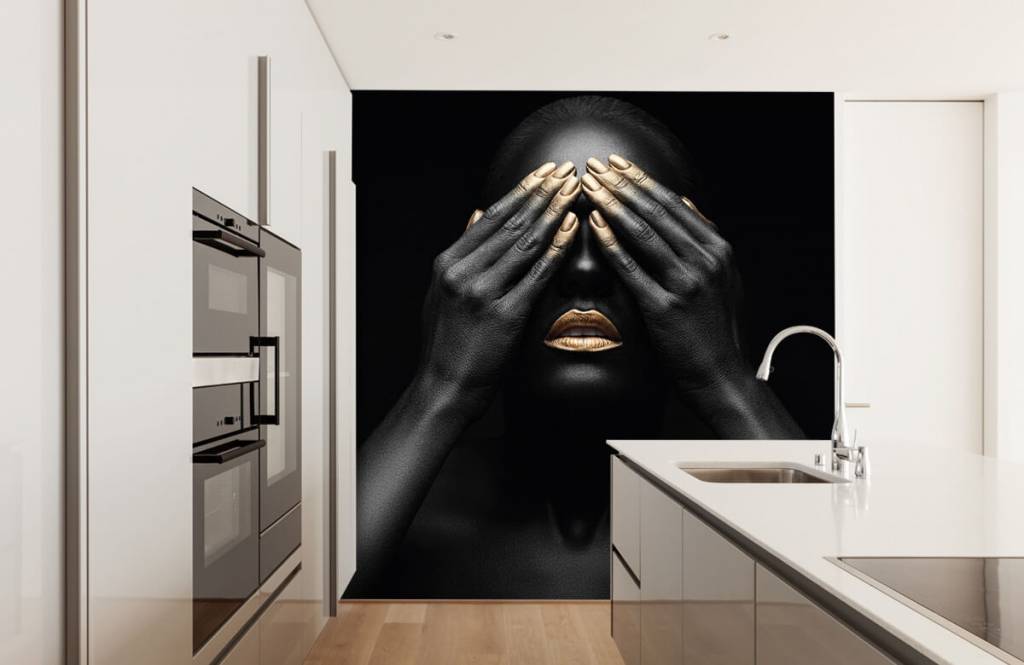 Moderno - Papel pintado con Mujer con las manos ante los ojos - Salón 4
