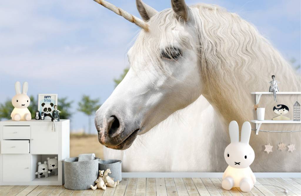 Caballos - Papel pintado con Unicornio blanco - Habitación de niña 1