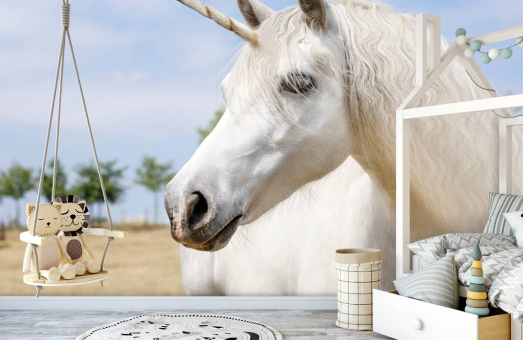 Caballos - Papel pintado con Unicornio blanco - Habitación de niña 4