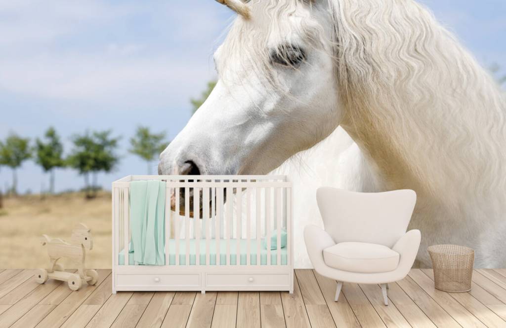 Caballos - Papel pintado con Unicornio blanco - Habitación de niña 5
