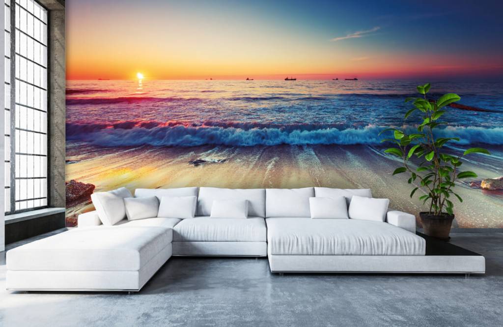Playas - Papel pintado con Puesta de sol sobre el mar - Habitación 1