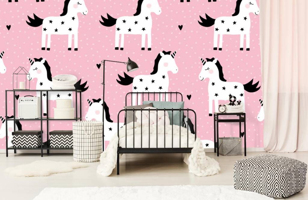 Caballos - Papel pintado con Patrón de unicornio - Habitación de los niños 1