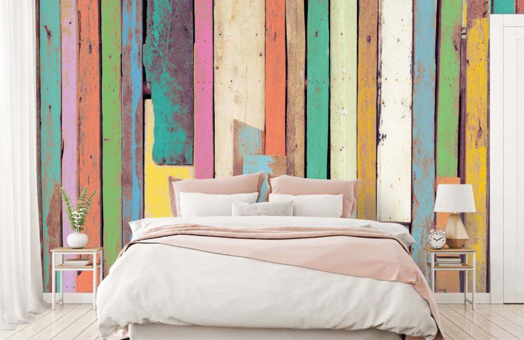 Madera - Papel pintado con Trozos de madera de colores - Habitación 1