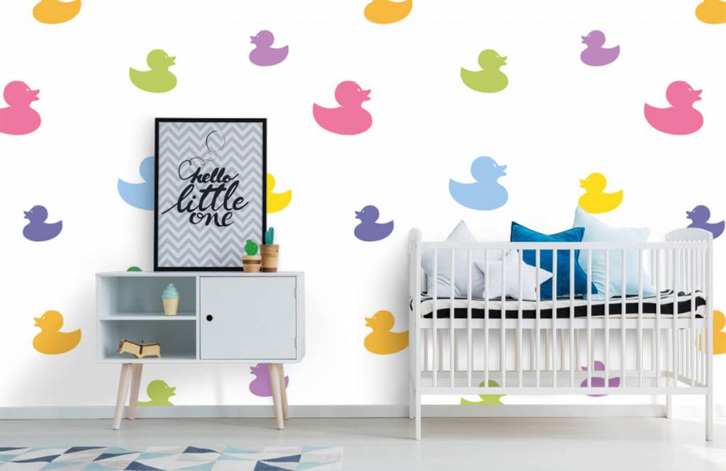 Otros - Papel pintado con Patos de goma de colores - Habitación del bebé 1