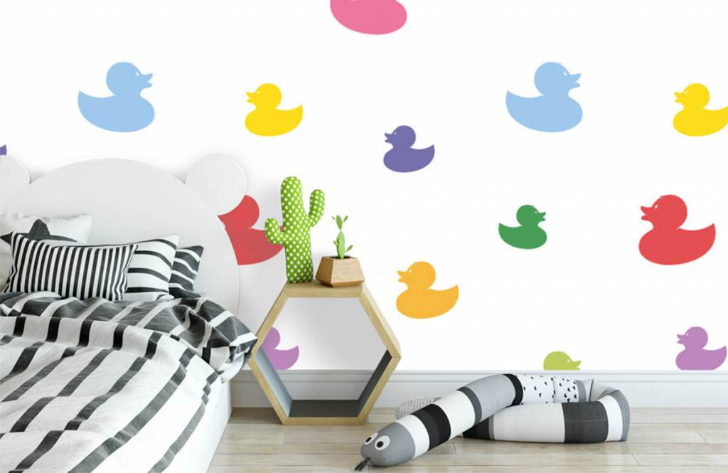 Otros - Papel pintado con Patos de goma de colores - Habitación del bebé 3