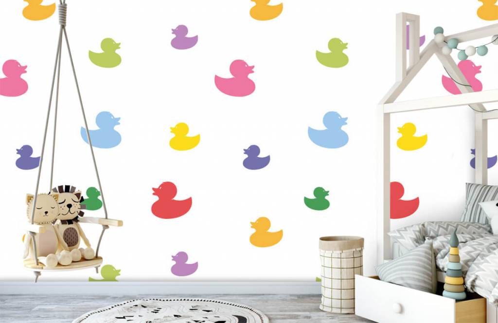 Otros - Papel pintado con Patos de goma de colores - Habitación del bebé 4