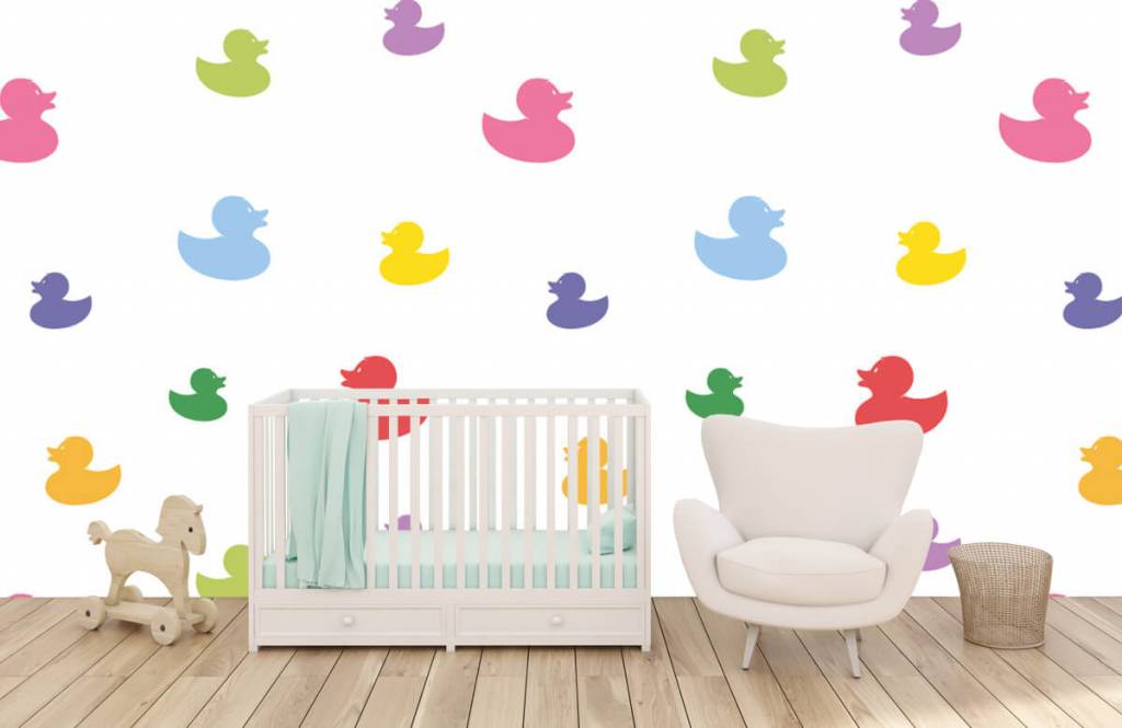 Otros - Papel pintado con Patos de goma de colores - Habitación del bebé 6