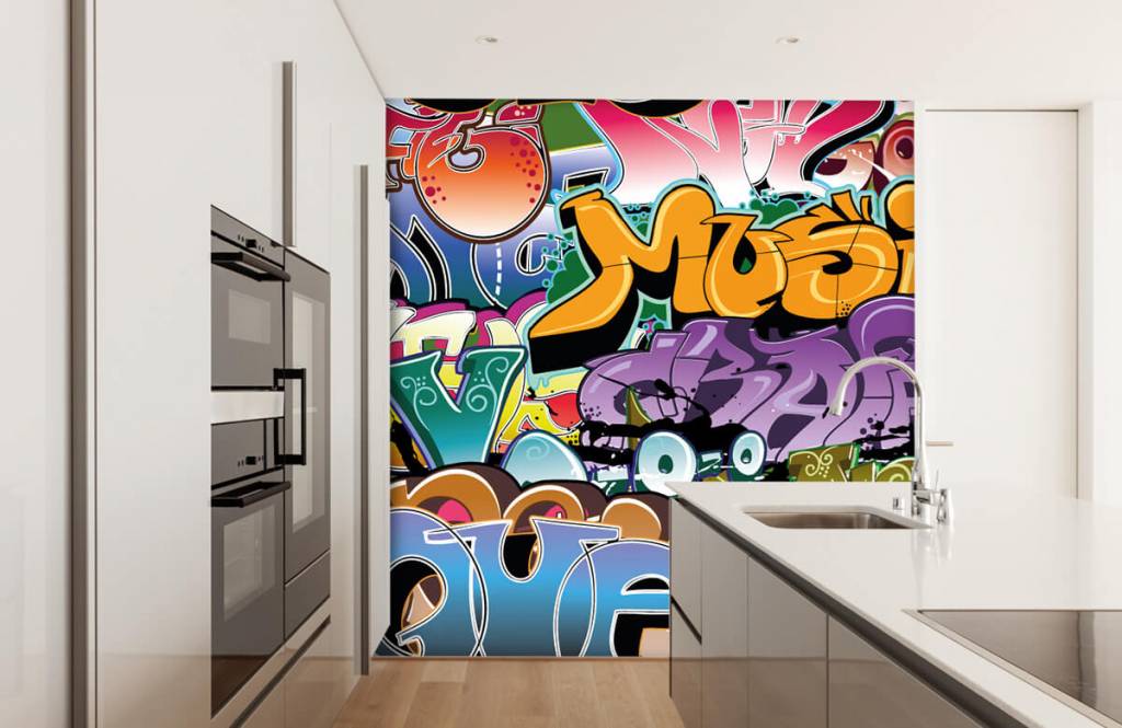 Graffiti - Papel pintado con Grafitis firmados - Habitación de niño 4