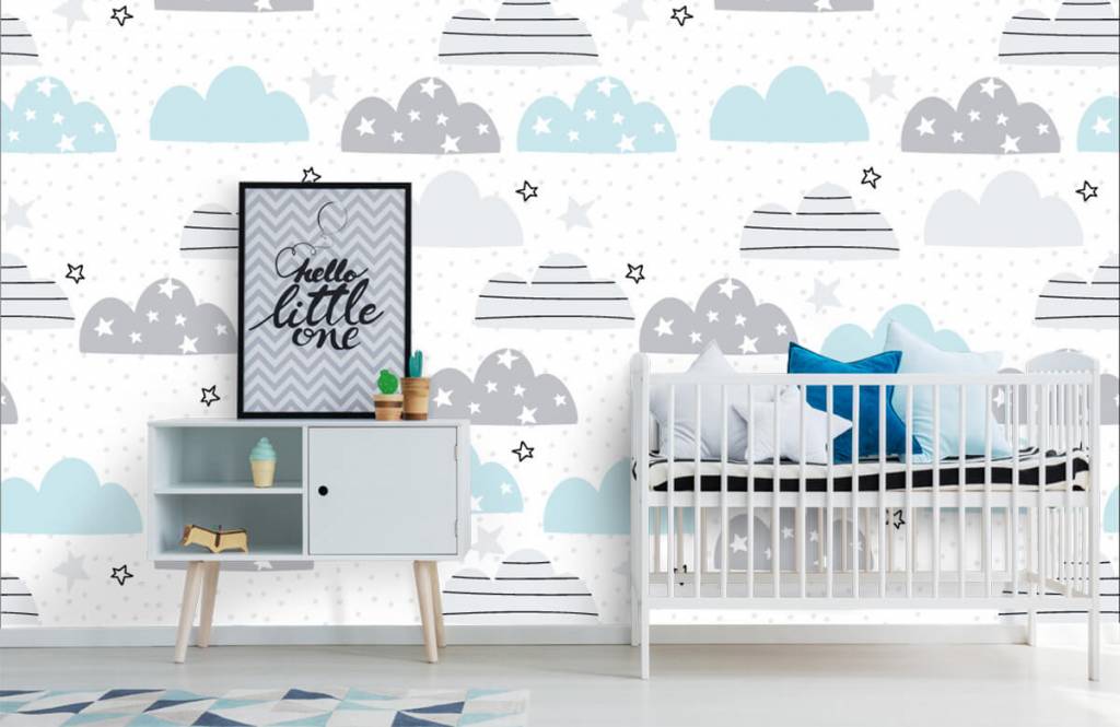 Bebé - Papel pintado con Nubes dibujadas - Habitación del bebé 1