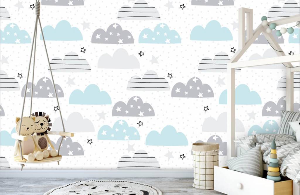 Bebé - Papel pintado con Nubes dibujadas - Habitación del bebé 4