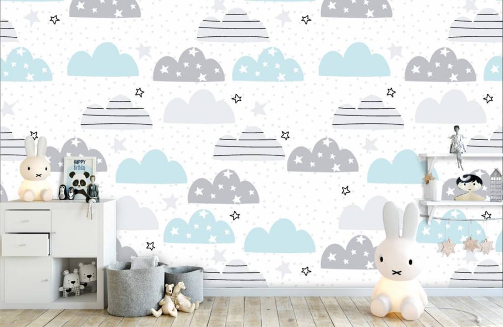 Bebé - Papel pintado con Nubes dibujadas - Habitación del bebé 5