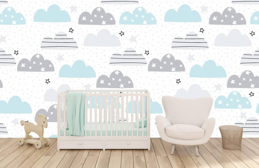 Bebé - Papel pintado con Nubes dibujadas - Habitación del bebé 6