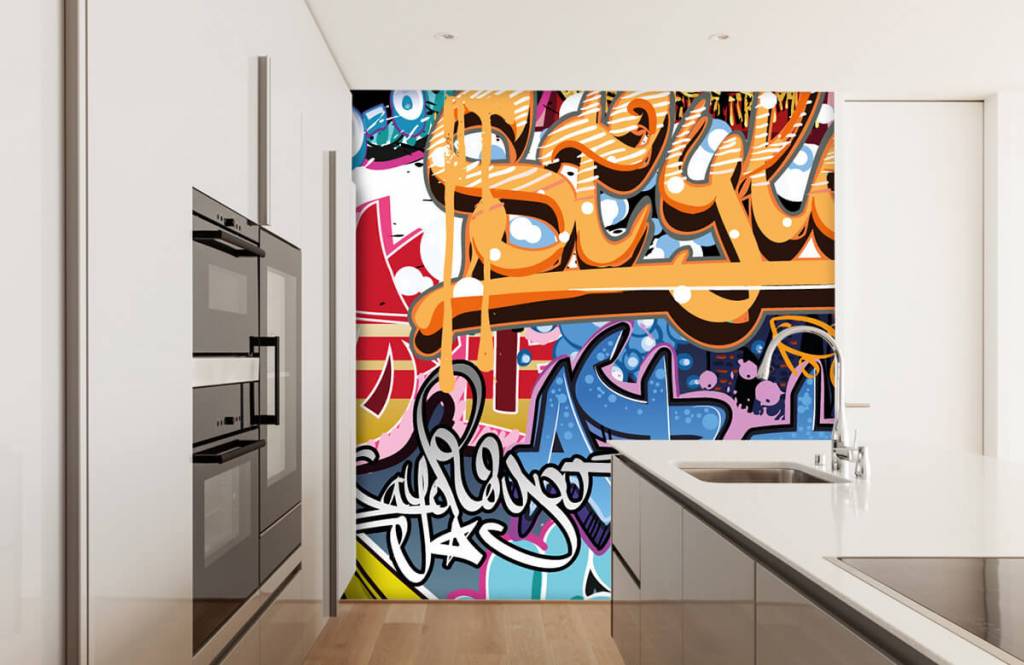 Graffiti - Papel pintado con Texto de grafiti - Habitación de niña 3