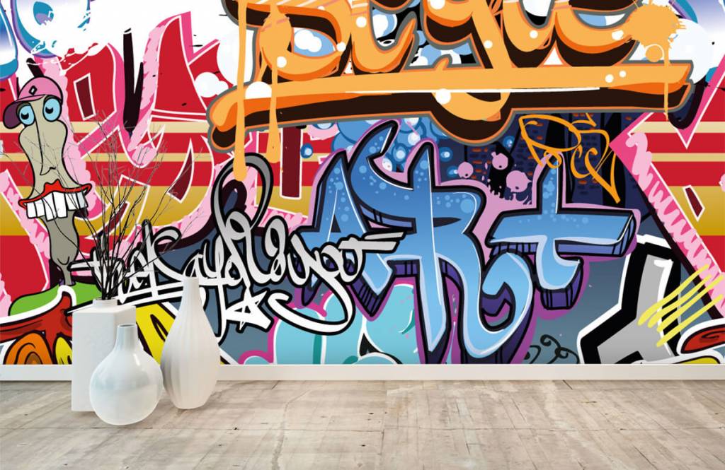 Graffiti - Papel pintado con Texto de grafiti - Habitación de niña 8