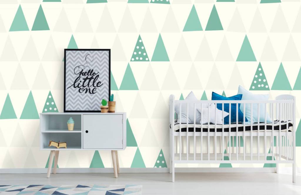 Otros - Papel pintado con Triángulos verdes - Habitación del bebé 1