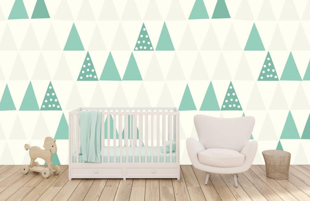 Otros - Papel pintado con Triángulos verdes - Habitación del bebé 6