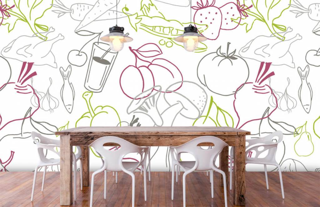 Otros - Papel pintado con Iconos de frutas y verduras - Cocina 6