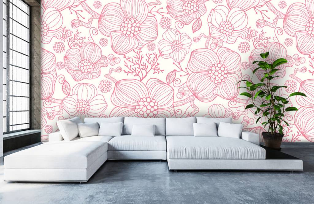 Patrones - Papel pintado con Grandes flores rosas - Habitación 5
