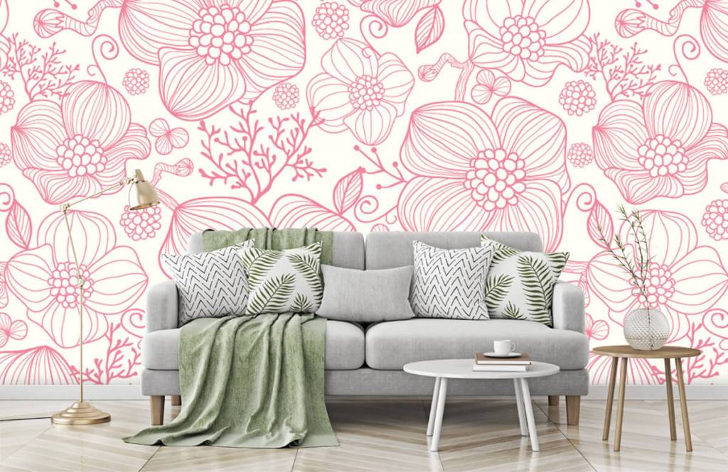 Patrones - Papel pintado con Grandes flores rosas - Habitación 7