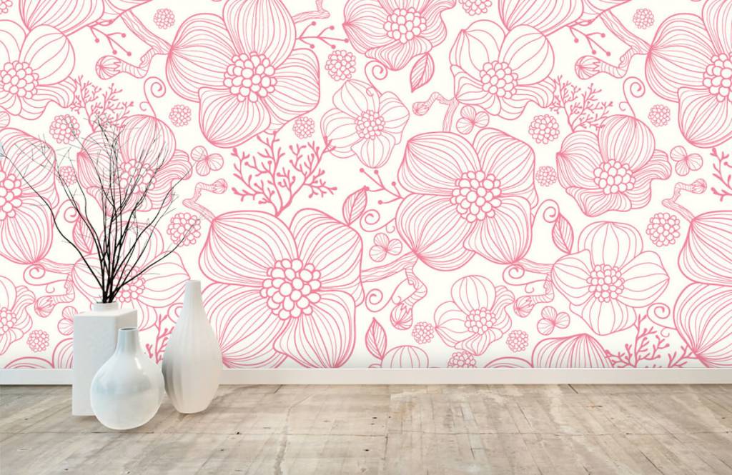 Patrones - Papel pintado con Grandes flores rosas - Habitación 8