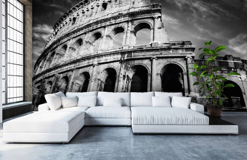 Blanco y negro - Papel pintado con Coliseo en Roma - Habitación de adolescentes 1