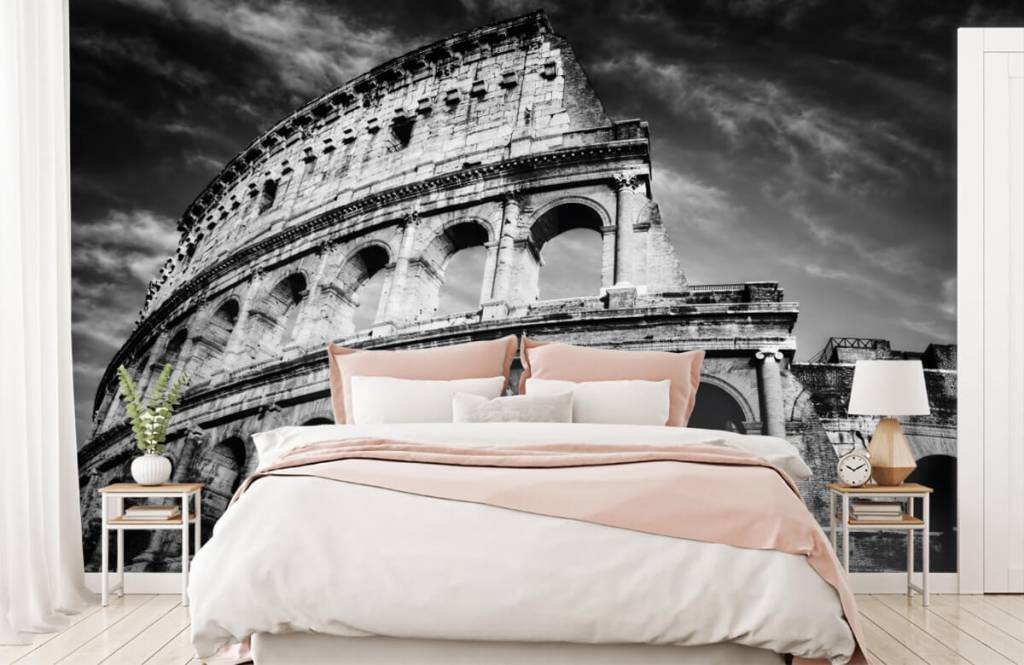 Blanco y negro - Papel pintado con Coliseo en Roma - Habitación de adolescentes 3