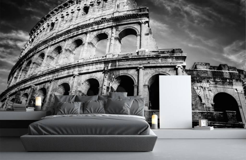 Blanco y negro - Papel pintado con Coliseo en Roma - Habitación de adolescentes 4
