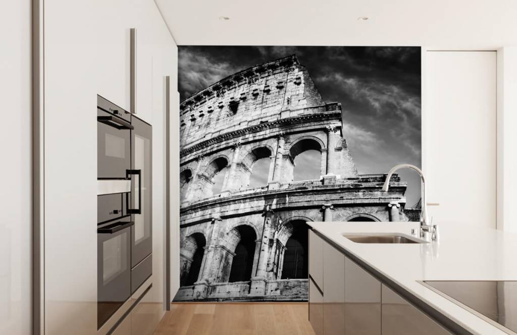 Blanco y negro - Papel pintado con Coliseo en Roma - Habitación de adolescentes 5