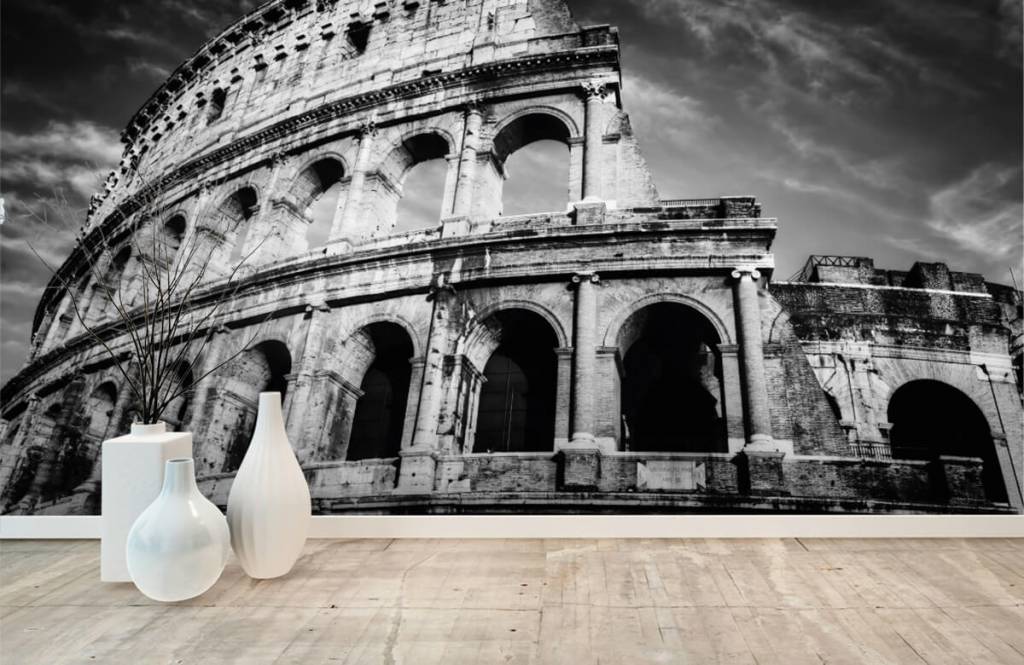 Blanco y negro - Papel pintado con Coliseo en Roma - Habitación de adolescentes 9