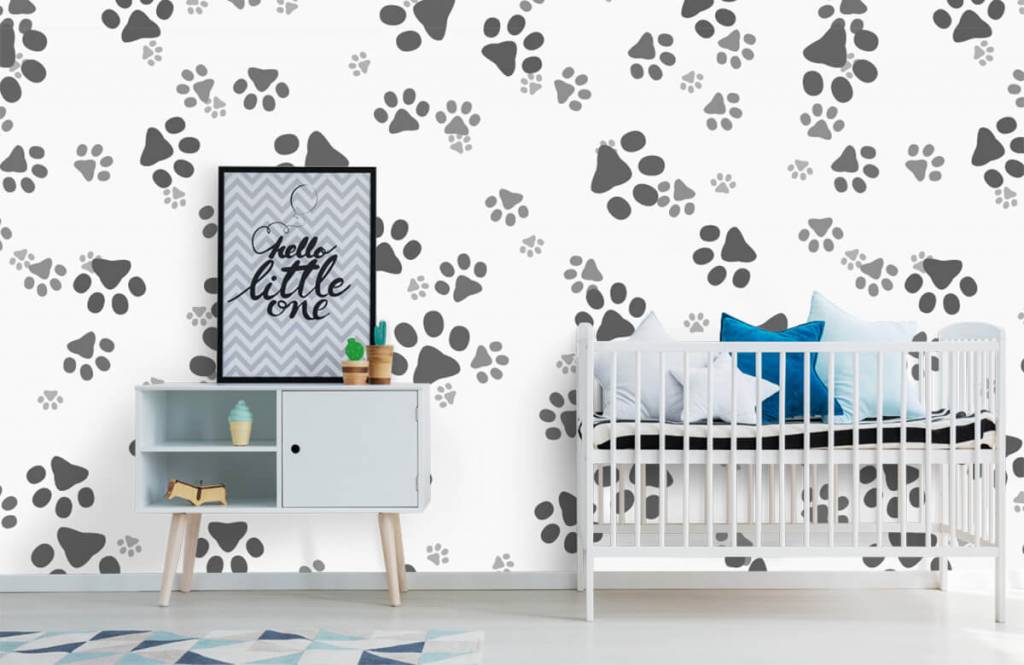 Niños y niñas - Papel pintado con Patas de perro - Habitación de los niños 6