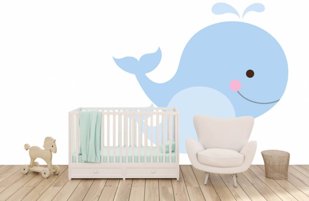 Animales acuáticos - Papel pintado con Ballenas sonrientes - Habitación del bebé 5