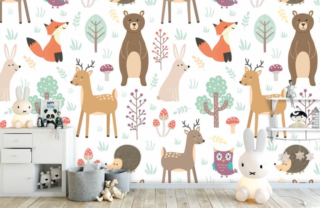 Niños y niñas - Papel pintado con Animales diferentes - Habitación de los niños 4