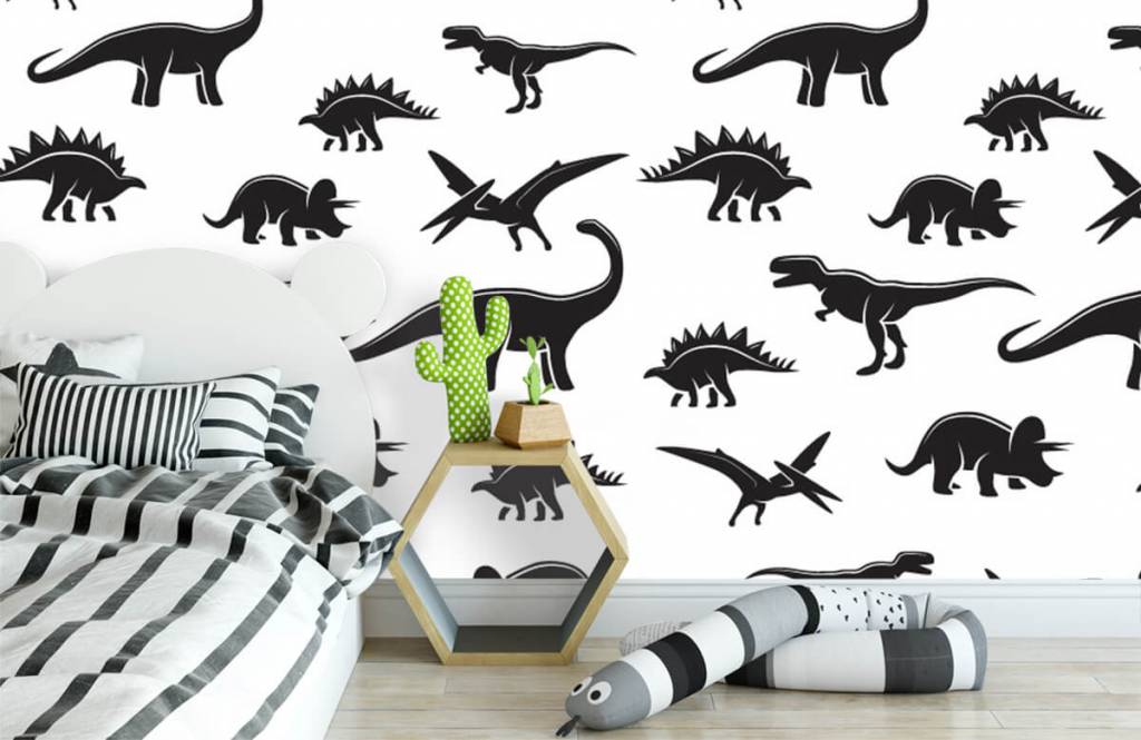 Dinosaurios - Papel pintado con Dinosaurios negros - Habitación de los niños 3