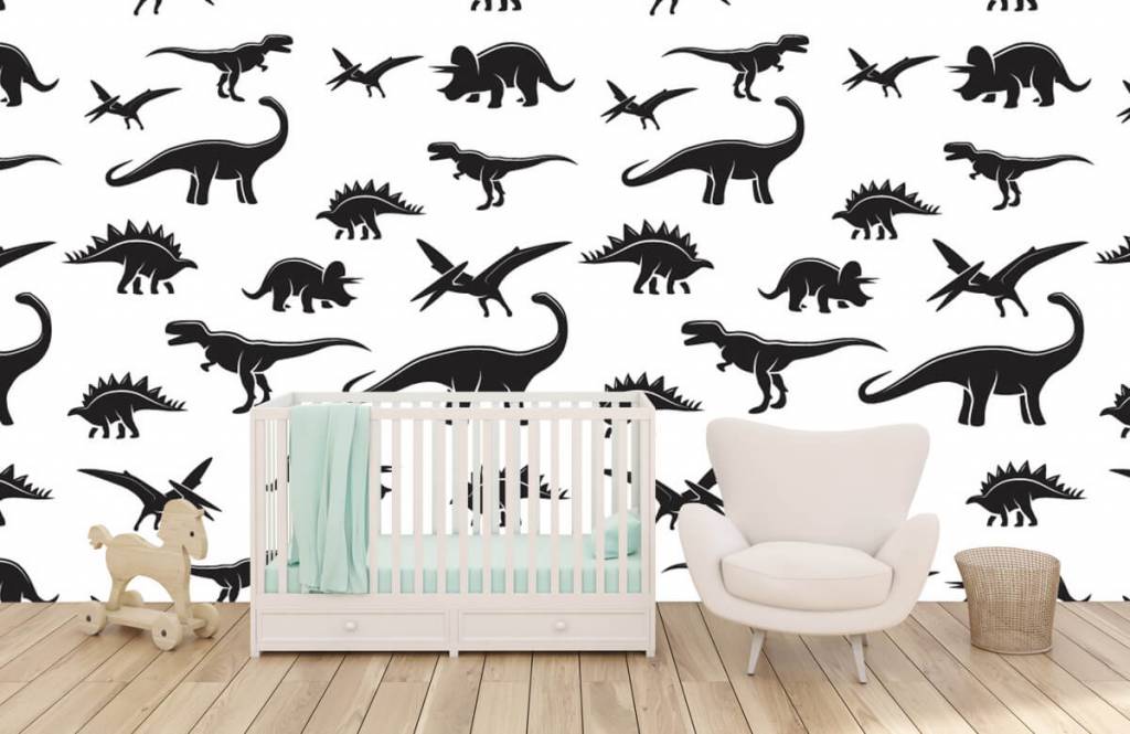 Dinosaurios - Papel pintado con Dinosaurios negros - Habitación de los niños 6